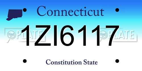 1ZI6117 Connecticut License Plate