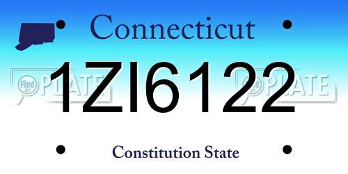 1ZI6122 Connecticut License Plate
