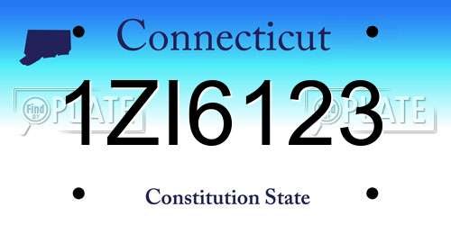 1ZI6123 Connecticut License Plate
