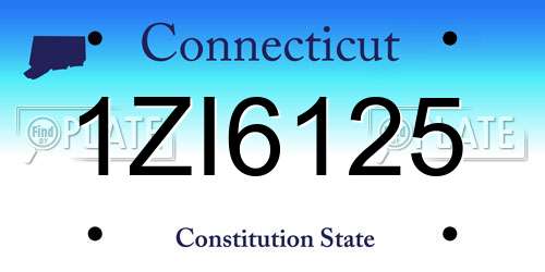 1ZI6125 Connecticut License Plate