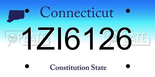 1ZI6126 Connecticut License Plate