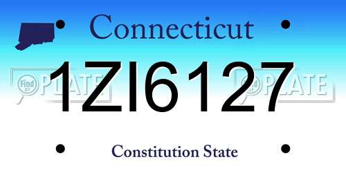 1ZI6127 Connecticut License Plate