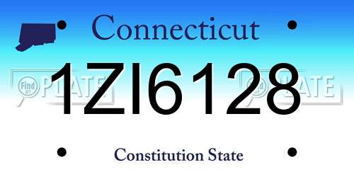 1ZI6128 Connecticut License Plate