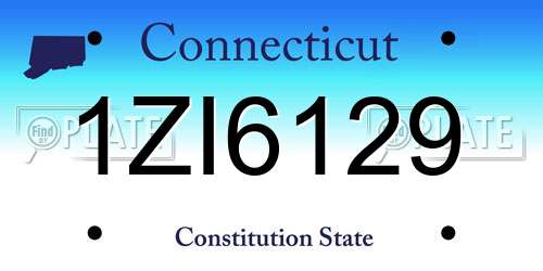 1ZI6129 Connecticut License Plate