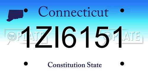 1ZI6151 Connecticut License Plate