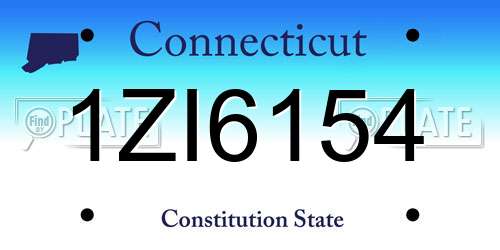1ZI6154 Connecticut License Plate