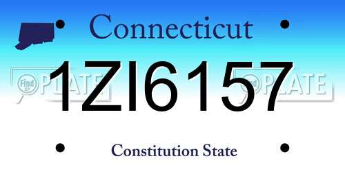 1ZI6157 Connecticut License Plate
