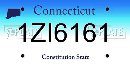 1ZI6161 Connecticut License Plate
