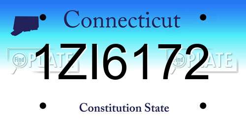 1ZI6172 Connecticut License Plate