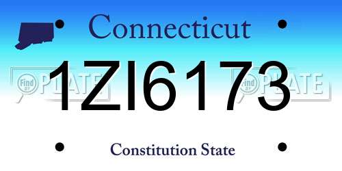 1ZI6173 Connecticut License Plate