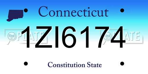 1ZI6174 Connecticut License Plate