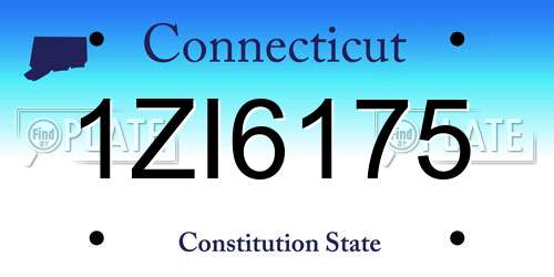 1ZI6175 Connecticut License Plate