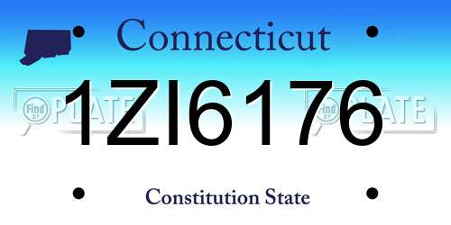 1ZI6176 Connecticut License Plate