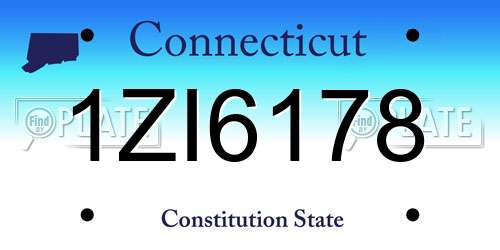 1ZI6178 Connecticut License Plate