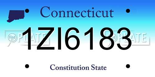 1ZI6183 Connecticut License Plate