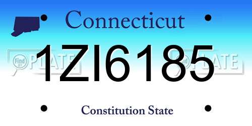 1ZI6185 Connecticut License Plate
