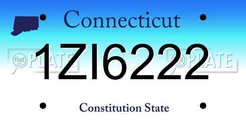 1ZI6222 Connecticut License Plate