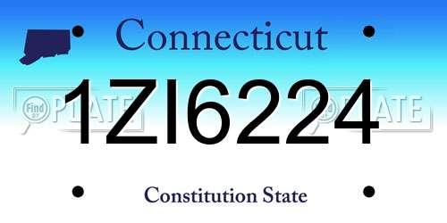1ZI6224 Connecticut License Plate