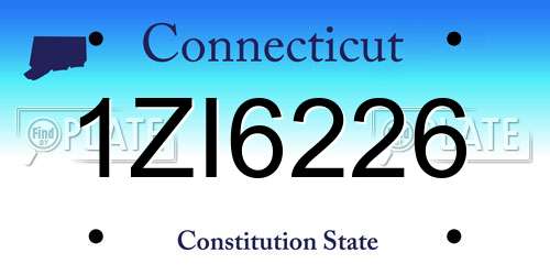 1ZI6226 Connecticut License Plate