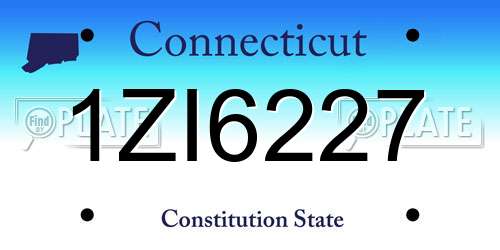 1ZI6227 Connecticut License Plate