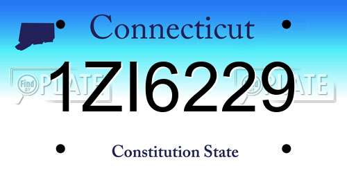 1ZI6229 Connecticut License Plate