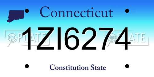 1ZI6274 Connecticut License Plate