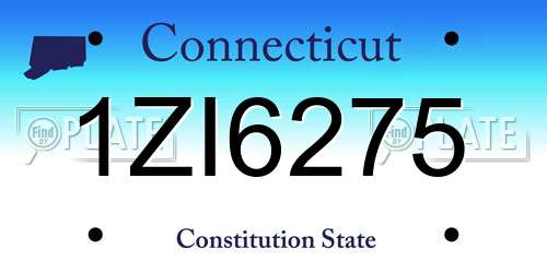 1ZI6275 Connecticut License Plate