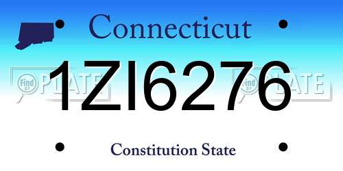 1ZI6276 Connecticut License Plate