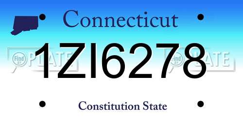 1ZI6278 Connecticut License Plate