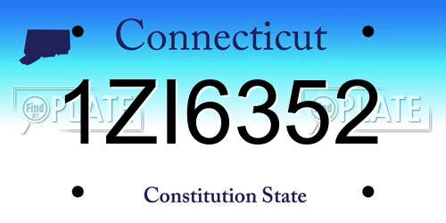 1ZI6352 Connecticut License Plate