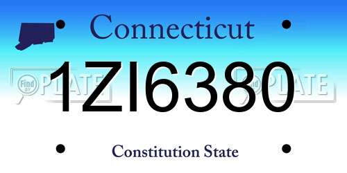 1ZI6380 Connecticut License Plate