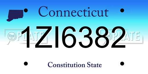 1ZI6382 Connecticut License Plate