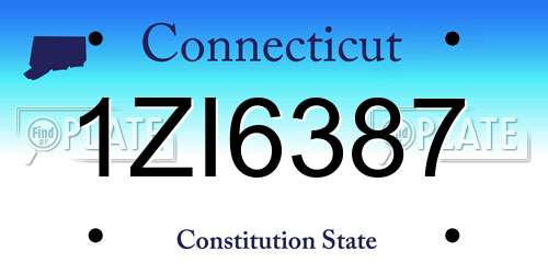 1ZI6387 Connecticut License Plate