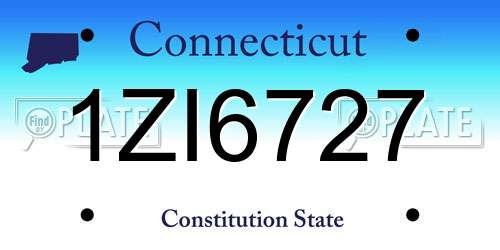 1ZI6727 Connecticut License Plate