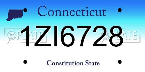 1ZI6728 Connecticut License Plate