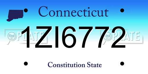 1ZI6772 Connecticut License Plate
