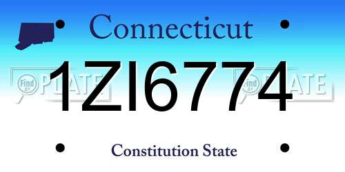1ZI6774 Connecticut License Plate