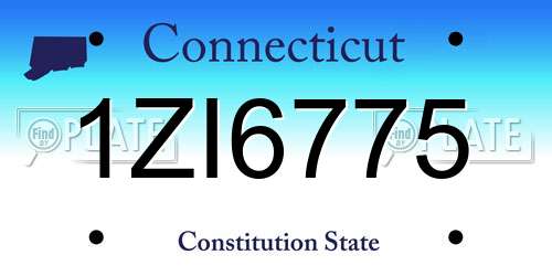 1ZI6775 Connecticut License Plate