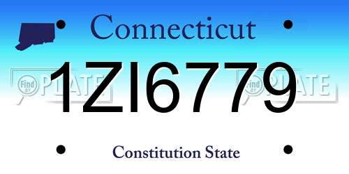 1ZI6779 Connecticut License Plate