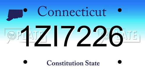 1ZI7226 Connecticut License Plate