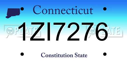 1ZI7276 Connecticut License Plate
