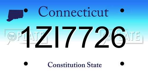 1ZI7726 Connecticut License Plate