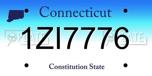 1ZI7776 Connecticut License Plate