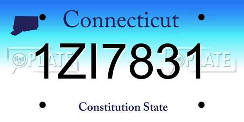 1ZI7831 Connecticut License Plate