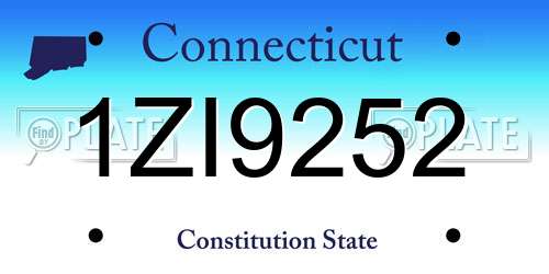 1ZI9252 Connecticut License Plate