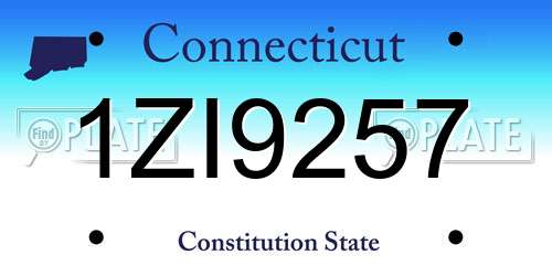1ZI9257 Connecticut License Plate