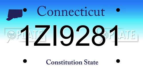 1ZI9281 Connecticut License Plate