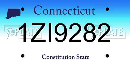 1ZI9282 Connecticut License Plate