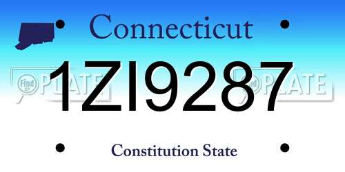 1ZI9287 Connecticut License Plate