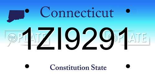 1ZI9291 Connecticut License Plate